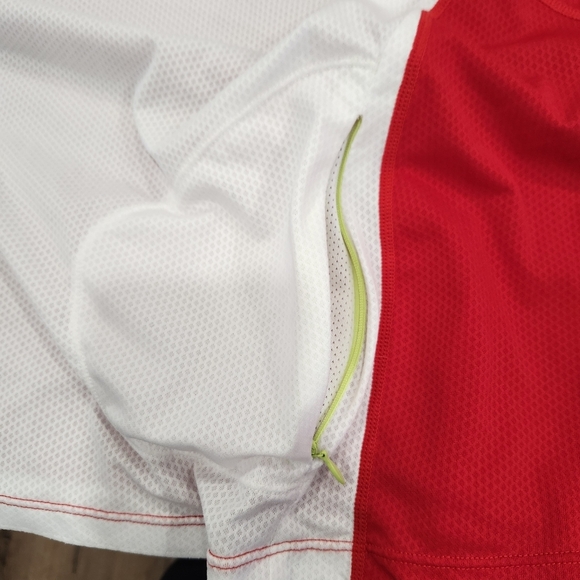 Sugoi Cycling Jersey Crew Neck Shirt Red White Zip Back Pocket Mens Large - Picture 5 of 11